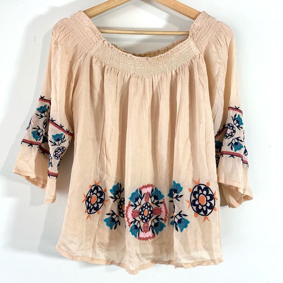 Muche et Muchette Boho Embroidered Blouse Top O/S - Picture 1 of 6